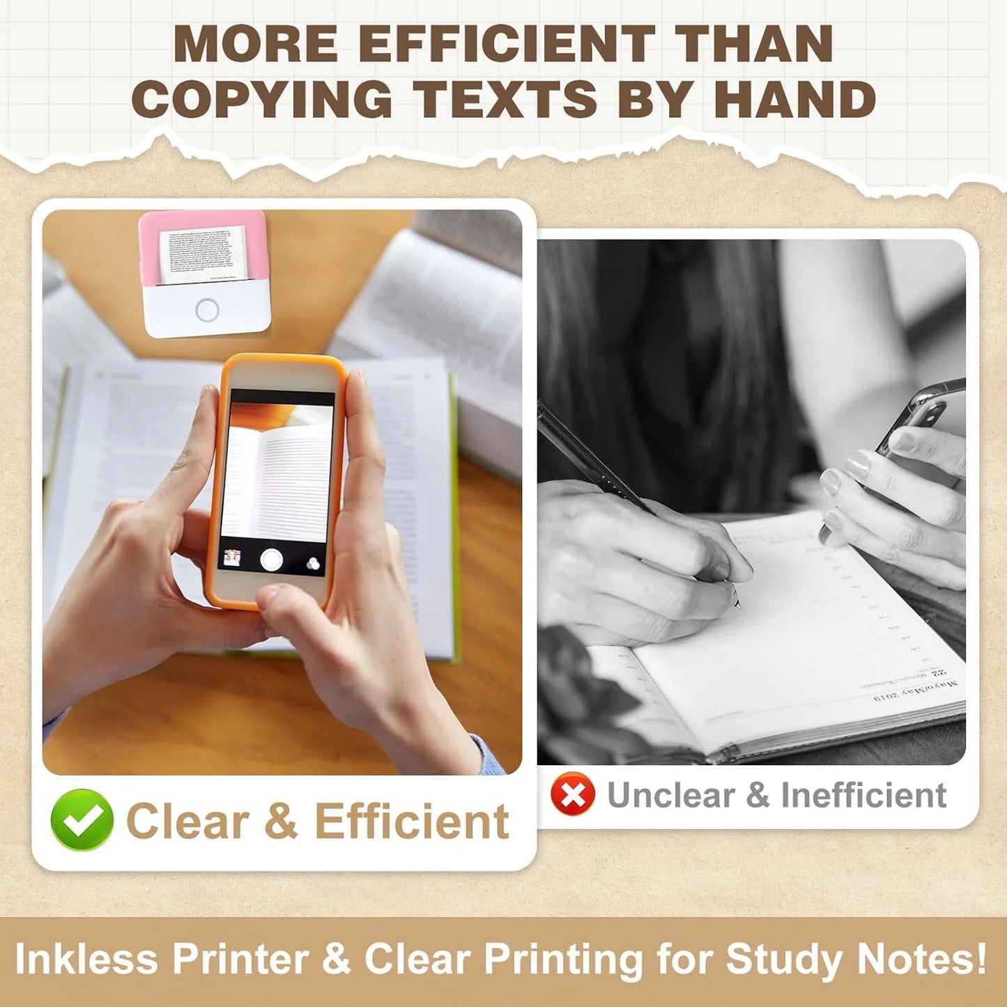 SLOK Print Pods Mini Printer with 10 Rolls Printing Paper, Thermal Inkless Sticker Maker for Notes and DIY, Compatible with Ios & Android, Purple